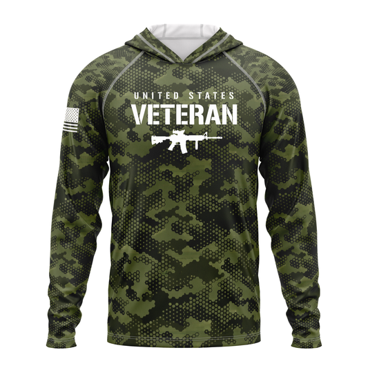 United States Veteran SPF50 Performance Hoodie- Green Camo