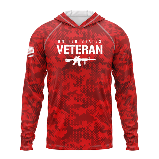 United States Veteran SPF50 Performance Hoodie- Red Camo