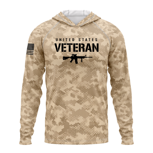 United States Veteran SPF50 Performance Hoodie- Sand Camo